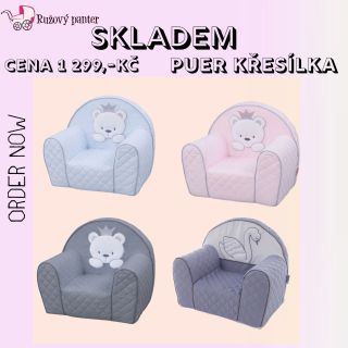 Krásné Puer křesílka máme skladem na našem e-shopu😉 https://www.kocarky-ruzovypanter.cz/puer-kresilko-pro-deti/